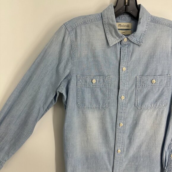 Madewell Chambray Button Down Top Light Wash Denim Long Sleeve Cotton Classic - Picture 4 of 7
